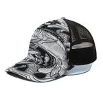 White And Black Pisces Sign Print Black Mesh Trucker Cap