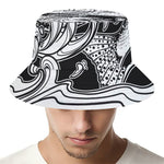 White And Black Pisces Sign Print Bucket Hat