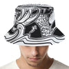 White And Black Pisces Sign Print Bucket Hat