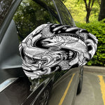 White And Black Pisces Sign Print Car Side Mirror Covers
