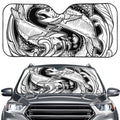 White And Black Pisces Sign Print Car Windshield Sun Shade