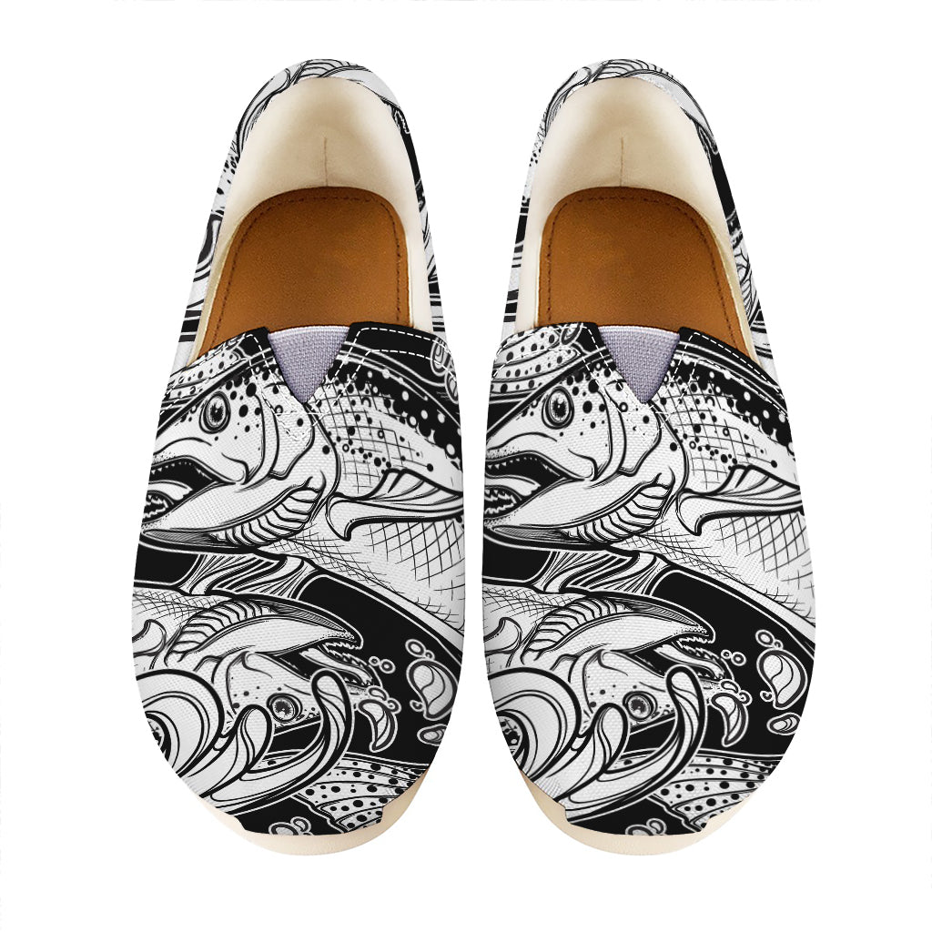 White And Black Pisces Sign Print Casual Shoes