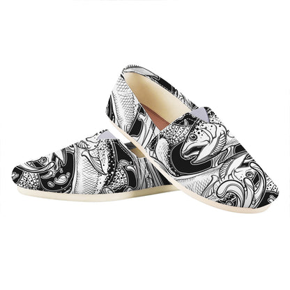 White And Black Pisces Sign Print Casual Shoes