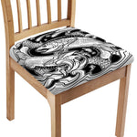 White And Black Pisces Sign Print Chair Cushion Cover