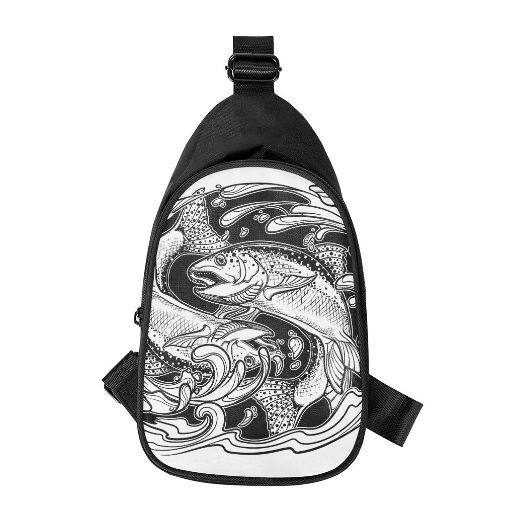 White And Black Pisces Sign Print Chest Bag