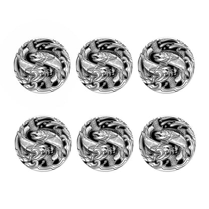 White And Black Pisces Sign Print Coaster Set