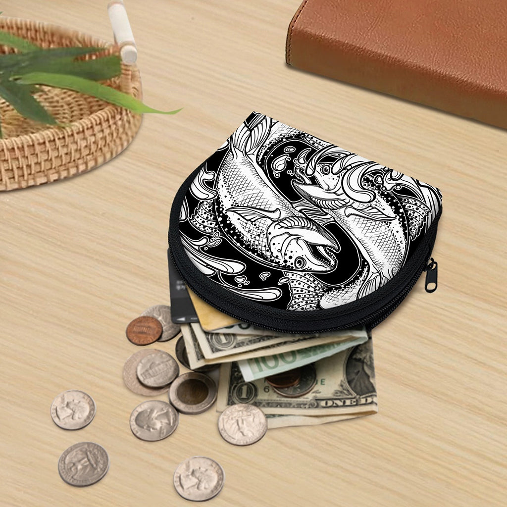 White And Black Pisces Sign Print Coin Purse