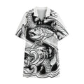 White And Black Pisces Sign Print Cotton Hawaiian Shirt