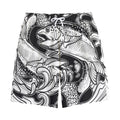 White And Black Pisces Sign Print Cotton Shorts
