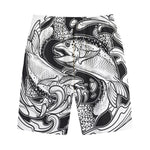 White And Black Pisces Sign Print Cotton Shorts