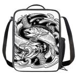 White And Black Pisces Sign Print Crossbody Lunch Bag