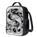 White And Black Pisces Sign Print Crossbody Lunch Bag