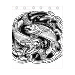 White And Black Pisces Sign Print Curtain