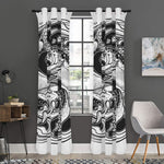 White And Black Pisces Sign Print Curtain