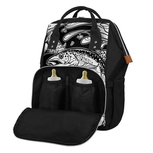 White And Black Pisces Sign Print Diaper Bag