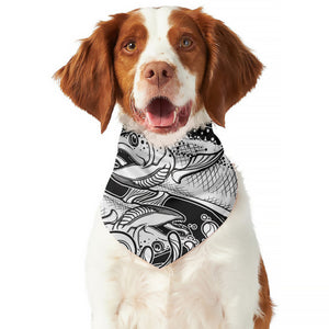 White And Black Pisces Sign Print Dog Bandana