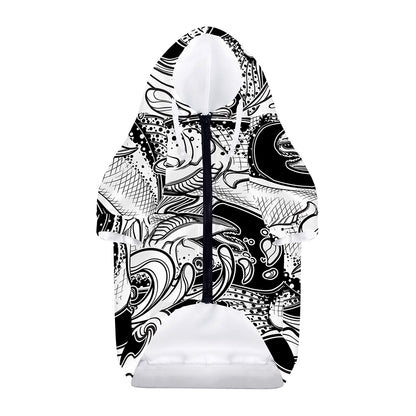 White And Black Pisces Sign Print Dog Zip Up Hoodie
