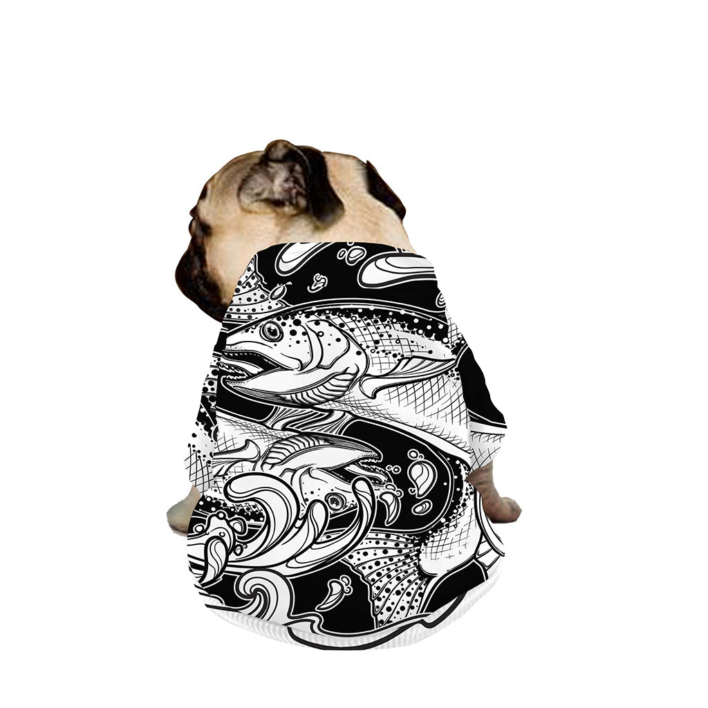 White And Black Pisces Sign Print Dog Zip Up Jacket