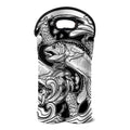 White And Black Pisces Sign Print Double Neoprene Wine Tote