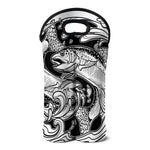 White And Black Pisces Sign Print Double Neoprene Wine Tote