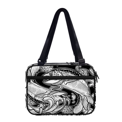 White And Black Pisces Sign Print Double Strap Bible Bag