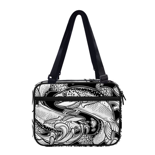White And Black Pisces Sign Print Double Strap Bible Bag