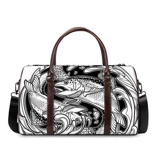 White And Black Pisces Sign Print Duffle Bag