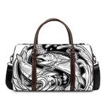 White And Black Pisces Sign Print Duffle Bag