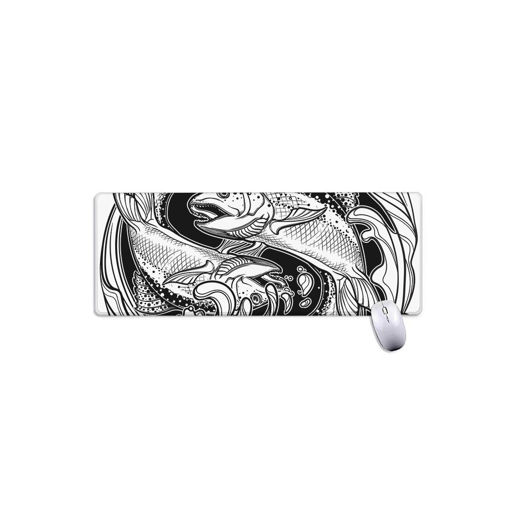 White And Black Pisces Sign Print Extended Mouse Pad