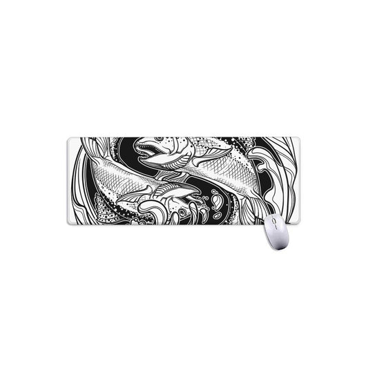 White And Black Pisces Sign Print Extended Mouse Pad