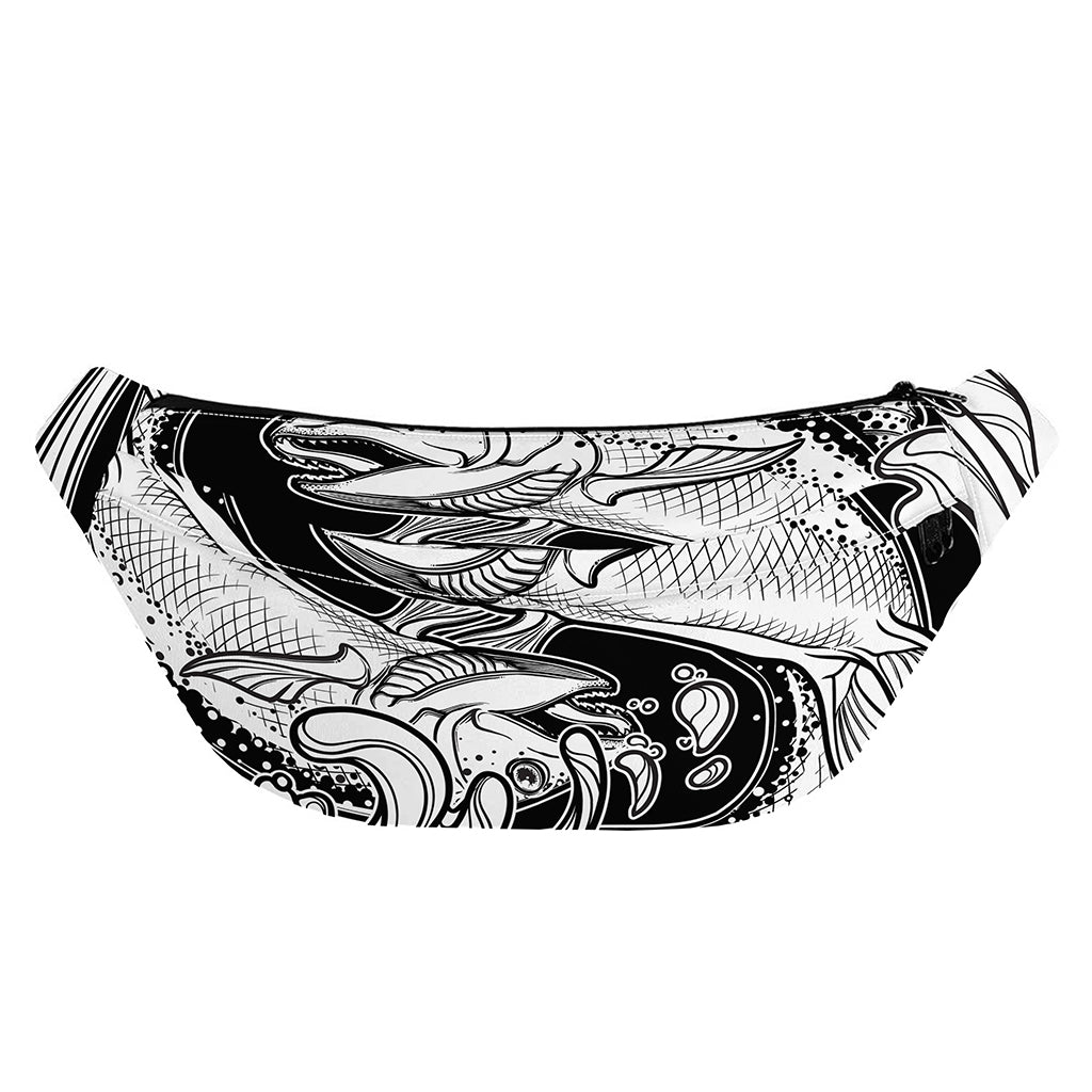 White And Black Pisces Sign Print Fanny Pack