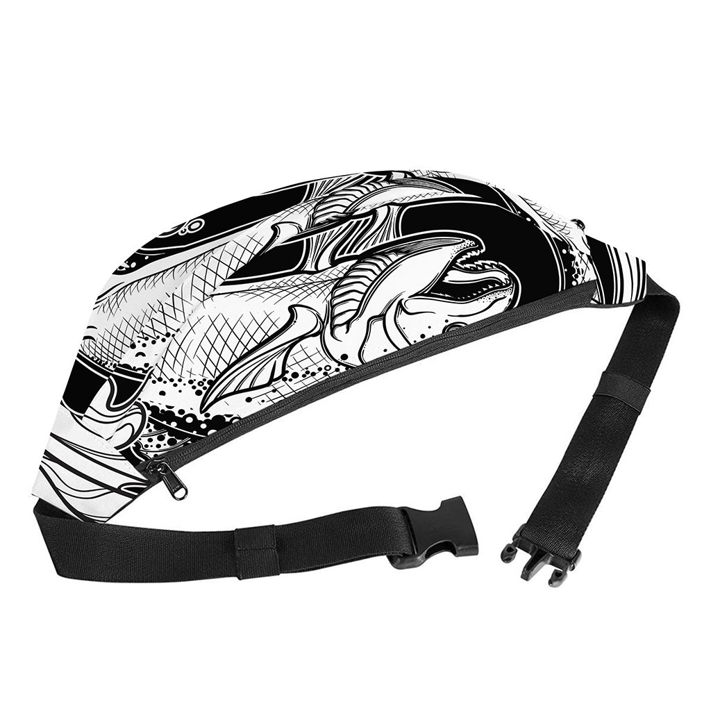 White And Black Pisces Sign Print Fanny Pack