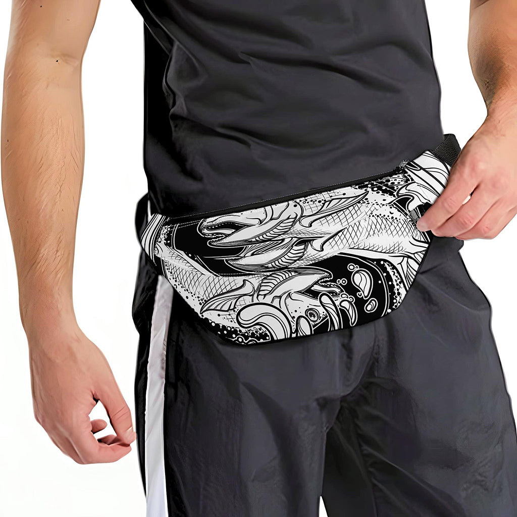 White And Black Pisces Sign Print Fanny Pack