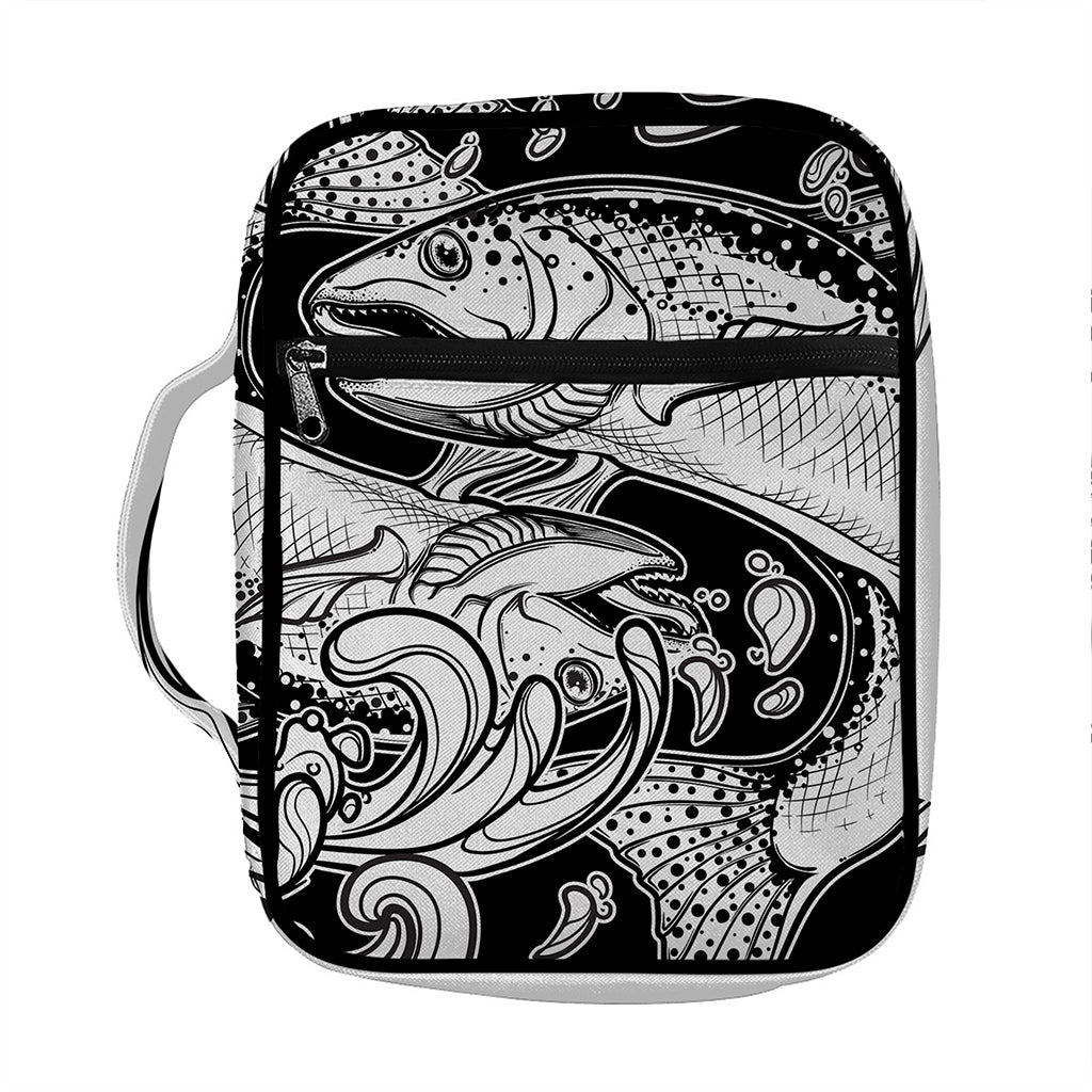 White And Black Pisces Sign Print Front Pocket Bible Bag