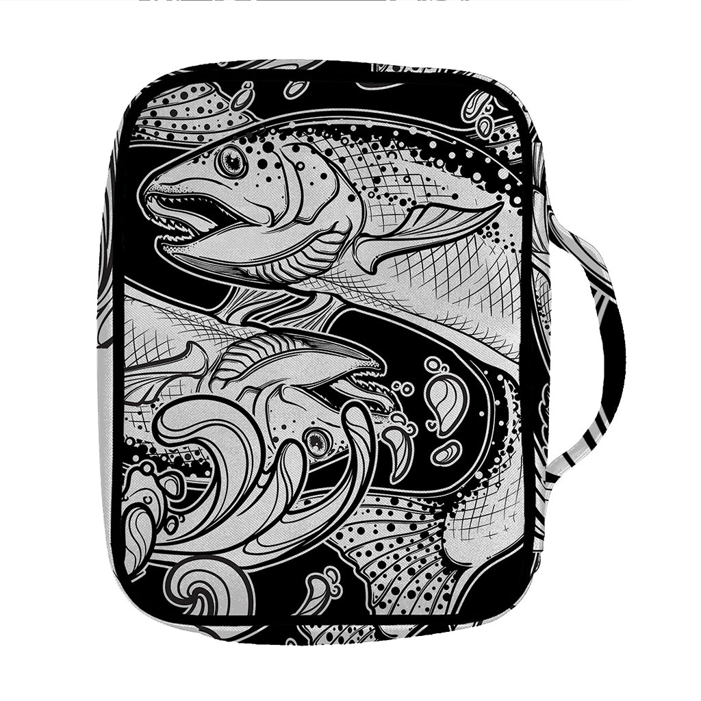 White And Black Pisces Sign Print Front Pocket Bible Bag