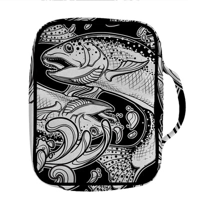White And Black Pisces Sign Print Front Pocket Bible Bag