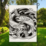 White And Black Pisces Sign Print Garden Flag