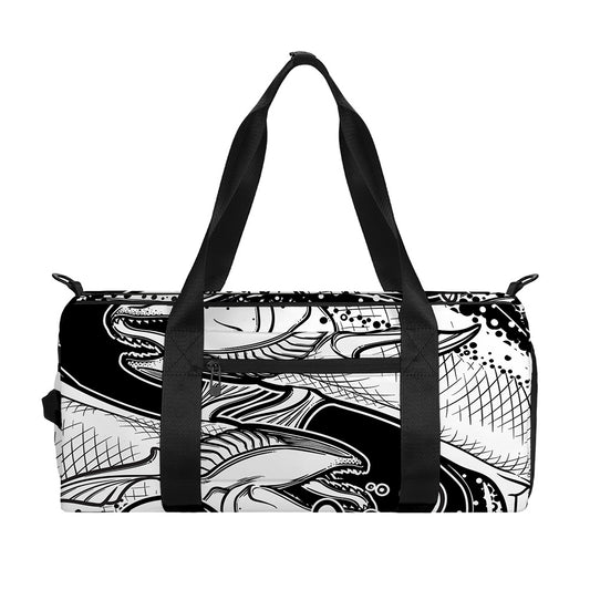 White And Black Pisces Sign Print Gym Bag