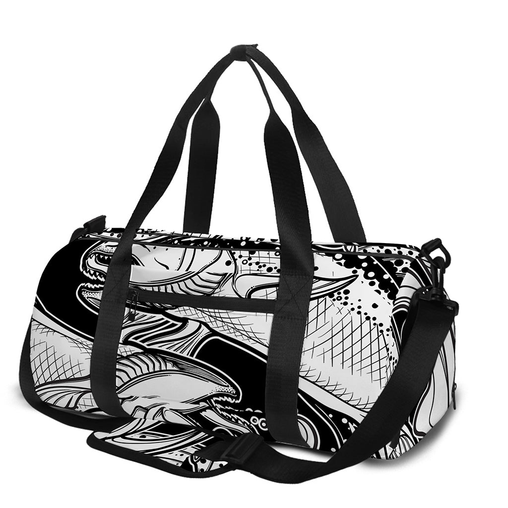 White And Black Pisces Sign Print Gym Bag