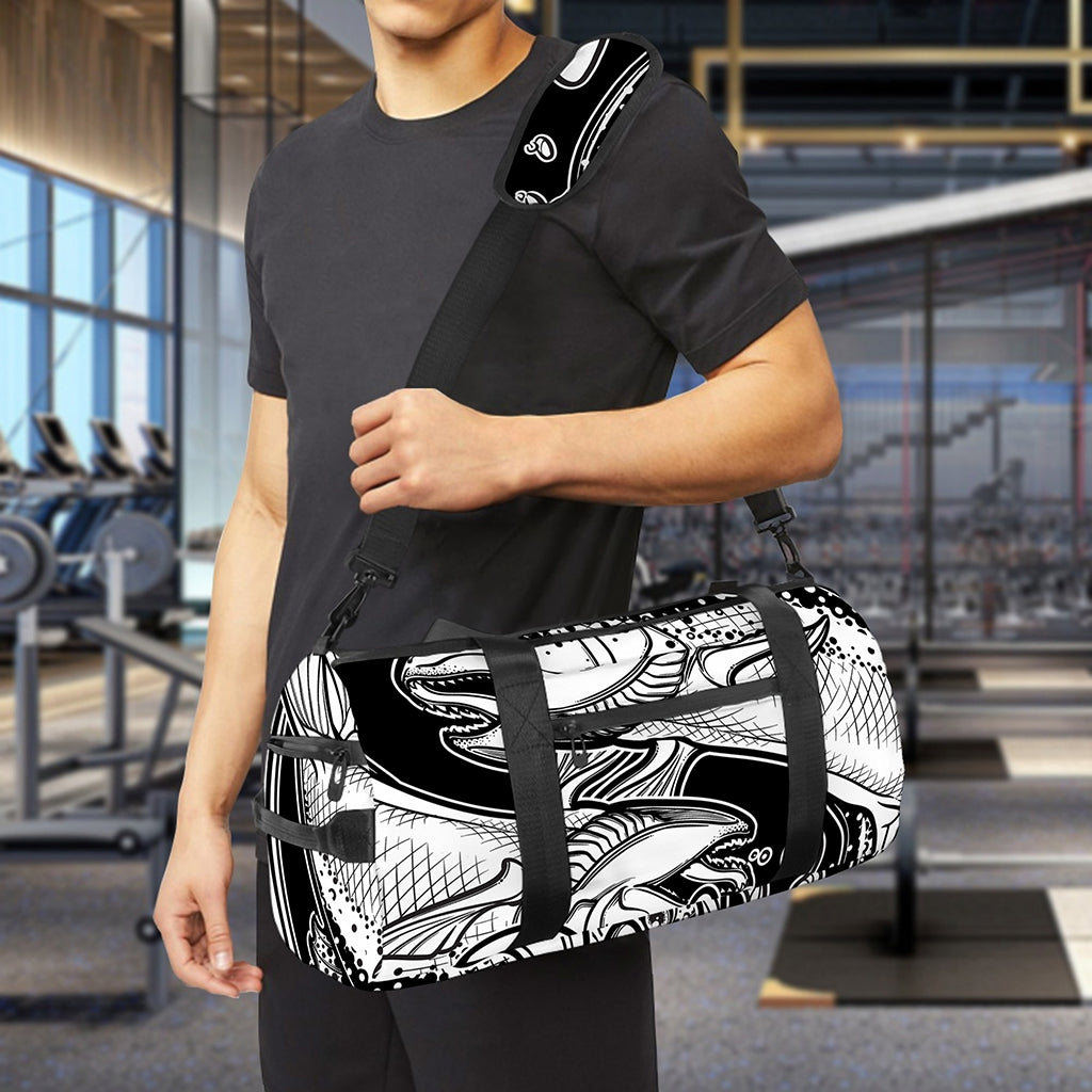 White And Black Pisces Sign Print Gym Bag