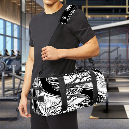 White And Black Pisces Sign Print Gym Bag