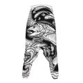 White And Black Pisces Sign Print Hammer Pants