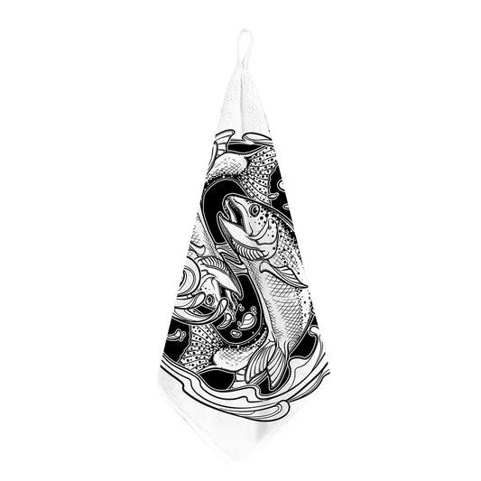 White And Black Pisces Sign Print Hand Towel