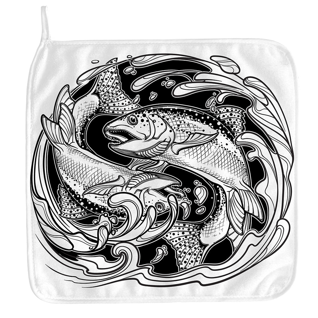 White And Black Pisces Sign Print Hand Towel