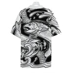 White And Black Pisces Sign Print Hawaiian Shirt