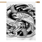 White And Black Pisces Sign Print House Flag
