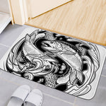 White And Black Pisces Sign Print Indoor Door Mat