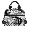 White And Black Pisces Sign Print Insulated Lunch Bag