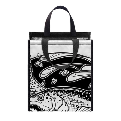 White And Black Pisces Sign Print Insulated Lunch Tote