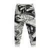 White And Black Pisces Sign Print Jogger Pants